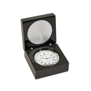 NEW CREATIVE GIFTS INTERNATIONAL square wood box with clock in black